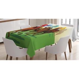 Ambesonne Love Tablecloth, Pattern of Hearts and Romantic Wedding Theme Celebration Valentines, Rectangular Table Cover for Dining Room Kitchen Decor, 60″ X 84″, Pink White(Green Brown)