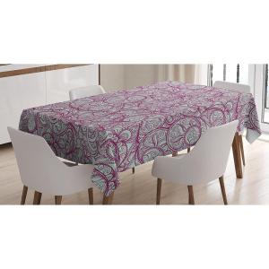 Ambesonne Love Tablecloth, Pattern of Hearts and Romantic Wedding Theme Celebration Valentines, Rectangular Table Cover for Dining Room Kitchen Decor, 60″ X 84″, Pink White(Turquoise Purple)