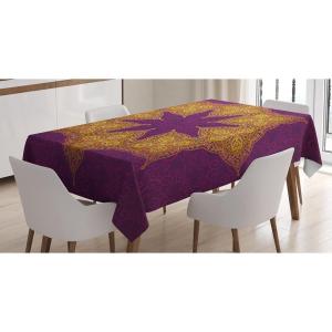 Ambesonne Love Tablecloth, Pattern of Hearts and Romantic Wedding Theme Celebration Valentines, Rectangular Table Cover for Dining Room Kitchen Decor, 60″ X 84″, Pink White(Violet Yellow)