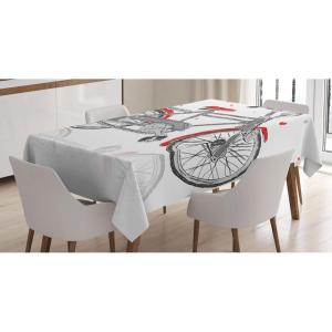 Ambesonne Love Tablecloth, Pattern of Hearts and Romantic Wedding Theme Celebration Valentines, Rectangular Table Cover for Dining Room Kitchen Decor, 60″ X 84″, Pink White(Grey Orange)