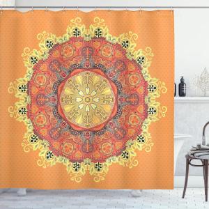 Ambesonne Manly Shower Curtain, Cartoon Hot-Rod Truck Antique Old Model Automobile Transport Nostalgia Illustration, Cloth Fabric Bathroom Decor Set with Hooks, 69″ W x 70″ L, Orange Black(Orange Yellow)