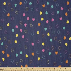 Ambesonne Romantic Fabric by The Yard, Little Heart Shapes in Colorful Celebration Valentines Day Themed Pattern, Stretch Knit Fabric for Clothing Sewing and Arts Crafts, 1 Yard, Indigo Multicolor