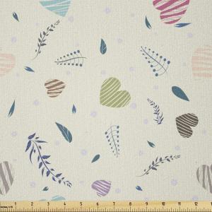 Ambesonne Romantic Fabric by The Yard, Scratched Heart with Branches Valentines Day Vintage Lovers Theme Pastel Toned, Stretch Knit Fabric for Clothing Sewing and Arts Crafts, 1 Yard, Multicolor(Multicolor)