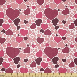 Ambesonne Romantic Fabric by The Yard, Valentines Day Pattern with Heart Shapes in Gradient Pastel Love, Stretch Knit Fabric for Clothing Sewing and Arts Crafts, 1 Yard, Coral Maroon and Magenta(Coral Maroon and Magenta)