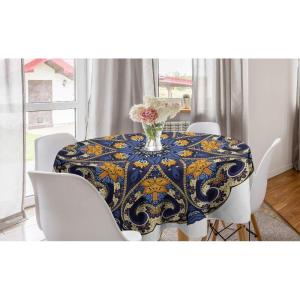 Ambesonne Round Hearts Tablecloth, 60″ Pink, Valentine’s Day(Blue Orange Purple)