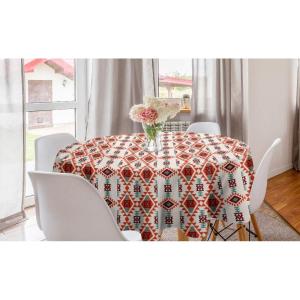 Ambesonne Round Hearts Tablecloth, 60″ Pink, Valentine’s Day(Brown Seafoam)