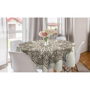 Ambesonne Round Hearts Tablecloth, 60″ Pink, Valentine’s Day(Brown and Eggshell)
