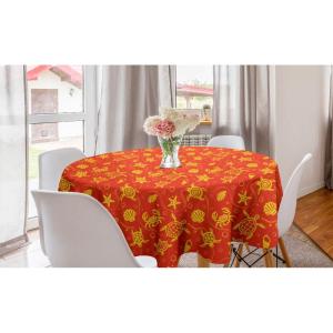 Ambesonne Round Hearts Tablecloth, 60″ Pink, Valentine’s Day(Burnt Orange Yellow)