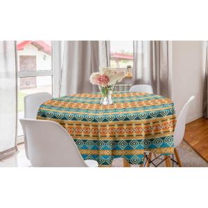 Ambesonne Round Hearts Tablecloth, 60″ Pink, Valentine’s Day(Dark Yellow)