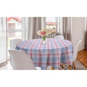 Ambesonne Round Hearts Tablecloth, 60″ Pink, Valentine’s Day(Fuchsia Salmon Pale Blue)