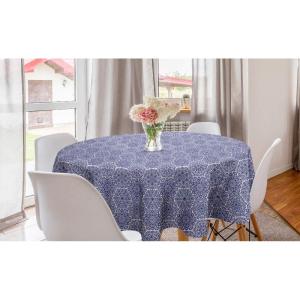 Ambesonne Round Hearts Tablecloth, 60″ Pink, Valentine’s Day(Indigo and White)