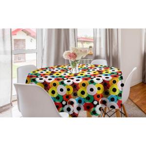 Ambesonne Round Hearts Tablecloth, 60″ Pink, Valentine’s Day(Multicolor Mustard)