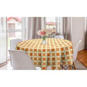 Ambesonne Round Hearts Tablecloth, 60″ Pink, Valentine’s Day(Orange and Pastel Brown)