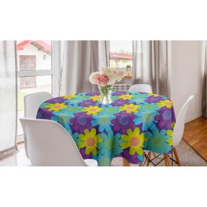 Ambesonne Round Hearts Tablecloth, 60″ Pink, Valentine’s Day(Pale Azure Blue)