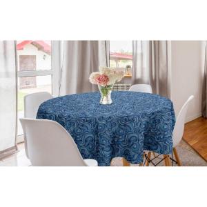 Ambesonne Round Hearts Tablecloth, 60″ Pink, Valentine’s Day(Pale Blue Navy Blue)