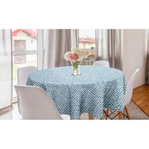 Ambesonne Round Hearts Tablecloth, 60″ Pink, Valentine’s Day(Pale Blue White)