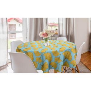 Ambesonne Round Hearts Tablecloth, 60″ Pink, Valentine’s Day(Pale Blue and Mustard)