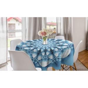 Ambesonne Round Hearts Tablecloth, 60″ Pink, Valentine’s Day(Pale Blue and White)