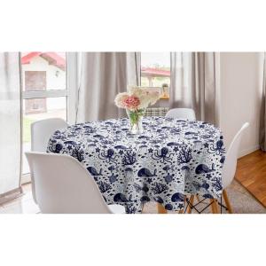 Ambesonne Round Hearts Tablecloth, 60″ Pink, Valentine’s Day(Pale Cadet Blue Indigo)