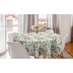 Ambesonne Round Hearts Tablecloth, 60″ Pink, Valentine’s Day(Pale Green Dark Salmon)