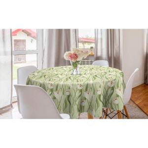 Ambesonne Round Hearts Tablecloth, 60″ Pink, Valentine’s Day(Pale Green Orange Cream)