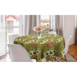 Ambesonne Round Hearts Tablecloth, 60″ Pink, Valentine’s Day(Pale Green and Multicolor)