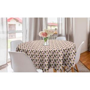 Ambesonne Round Hearts Tablecloth, 60″ Pink, Valentine’s Day(Pale Pink and Pale Brown)