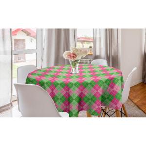 Ambesonne Round Hearts Tablecloth, 60″ Pink, Valentine’s Day(Pink Lime Green)