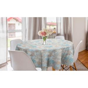 Ambesonne Round Hearts Tablecloth, 60″ Pink, Valentine’s Day(Tan Turquoise White)