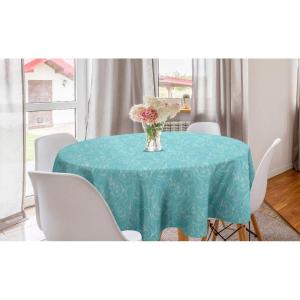 Ambesonne Round Hearts Tablecloth, 60″ Pink, Valentine’s Day(Turquoise)