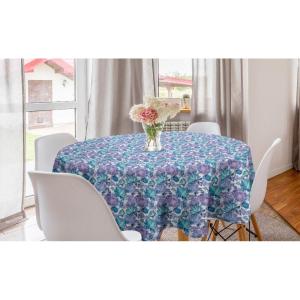 Ambesonne Round Hearts Tablecloth, 60″ Pink, Valentine’s Day(Turquoise and Lilac)