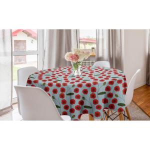 Ambesonne Round Hearts Tablecloth, 60″ Pink, Valentine’s Day(Vermilion Pale Blue)