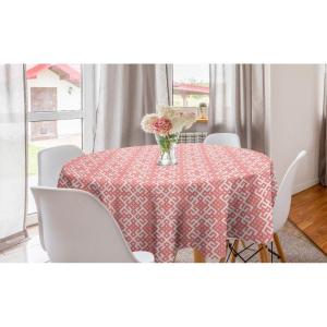Ambesonne Round Hearts Tablecloth, 60″ Pink, Valentine’s Day(Vermilion White)