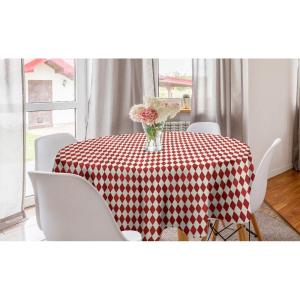 Ambesonne Round Hearts Tablecloth, 60″ Pink, Valentine’s Day(Vermilion and Ivory)