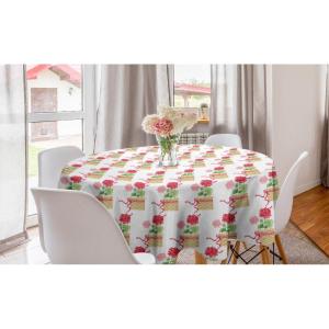 Ambesonne Round Hearts Tablecloth, 60″ Pink, Valentine’s Day(White and Multicolor)