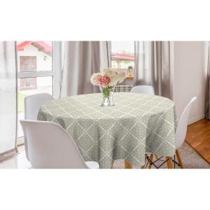 Ambesonne Round Hearts Tablecloth, 60″ Pink, Valentine’s Day(White and Pale Khaki)