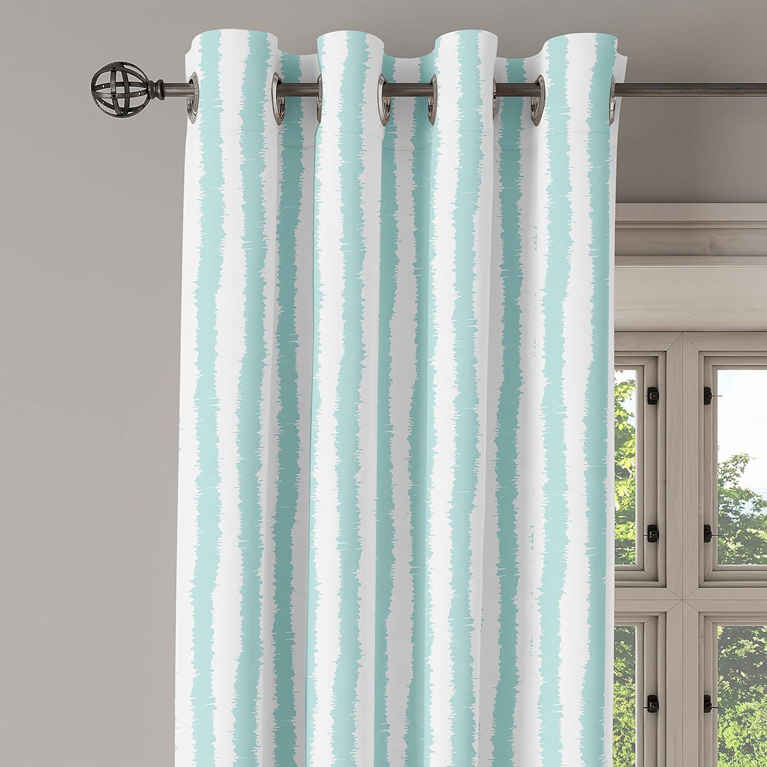 imageAmbesonne Aqua Grommet Curtain Vertical Striped Pattern with Sketchy Lines Hipster and Grunge Design Ikat Inspired Decorative 2Panel Window Drapes for Bedroom Living Room 50 x 96 Seafoam WhiteSeafoam White