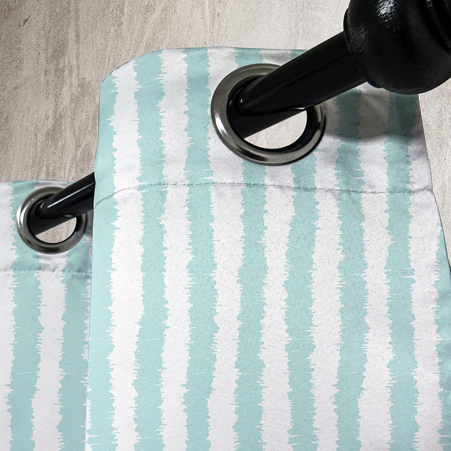 imageAmbesonne Aqua Grommet Curtain Vertical Striped Pattern with Sketchy Lines Hipster and Grunge Design Ikat Inspired Decorative 2Panel Window Drapes for Bedroom Living Room 50 x 96 Seafoam WhiteSeafoam White