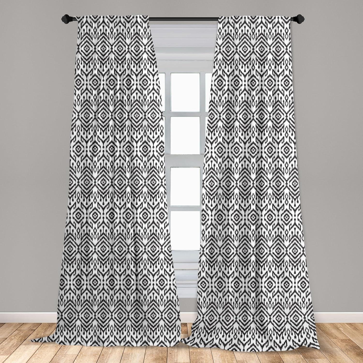 imageAmbesonne Black and White Curtains Monochrome Ikat Pattern Bohemian Chevron Modern Scribble Print Window Treatments 2 Panel Set for Living Room Bedroom Pair of 28 x 84 White and Charcoal