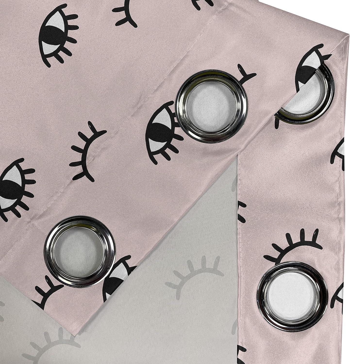 imageAmbesonne Eyelash Grommet Curtain Doodle Style Open and Closed Eyes Hand Drawn Sketch Abstract Design Decorative 2Panel Window Drapes for Bedroom Living Room 50 x 84 Rose Black White