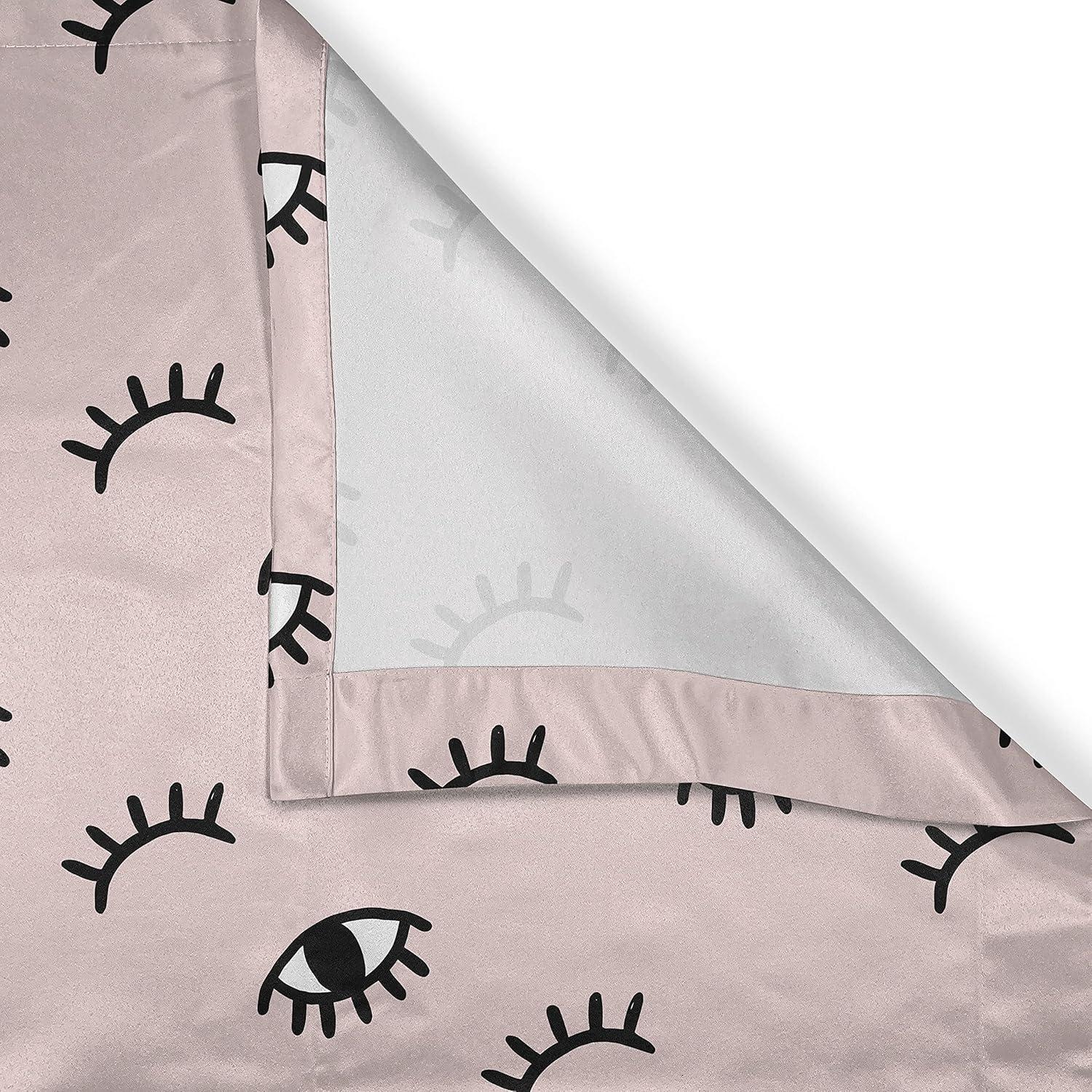 imageAmbesonne Eyelash Grommet Curtain Doodle Style Open and Closed Eyes Hand Drawn Sketch Abstract Design Decorative 2Panel Window Drapes for Bedroom Living Room 50 x 84 Rose Black White