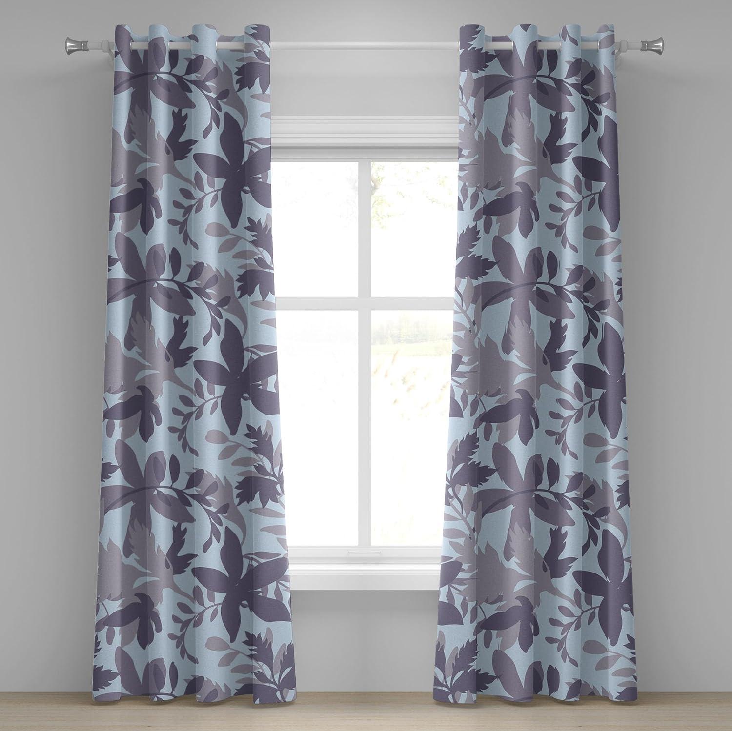 imageAmbesonne Floral Boho Grommet Curtain Simple Design Delicate Flower Silhouettes Neutral Colors Exotics Art Decorative 2Panel Window Drapes for Bedroom Living Room 50 x 108 Dark Indigo Pale BlueDark Indigo Pale Blue