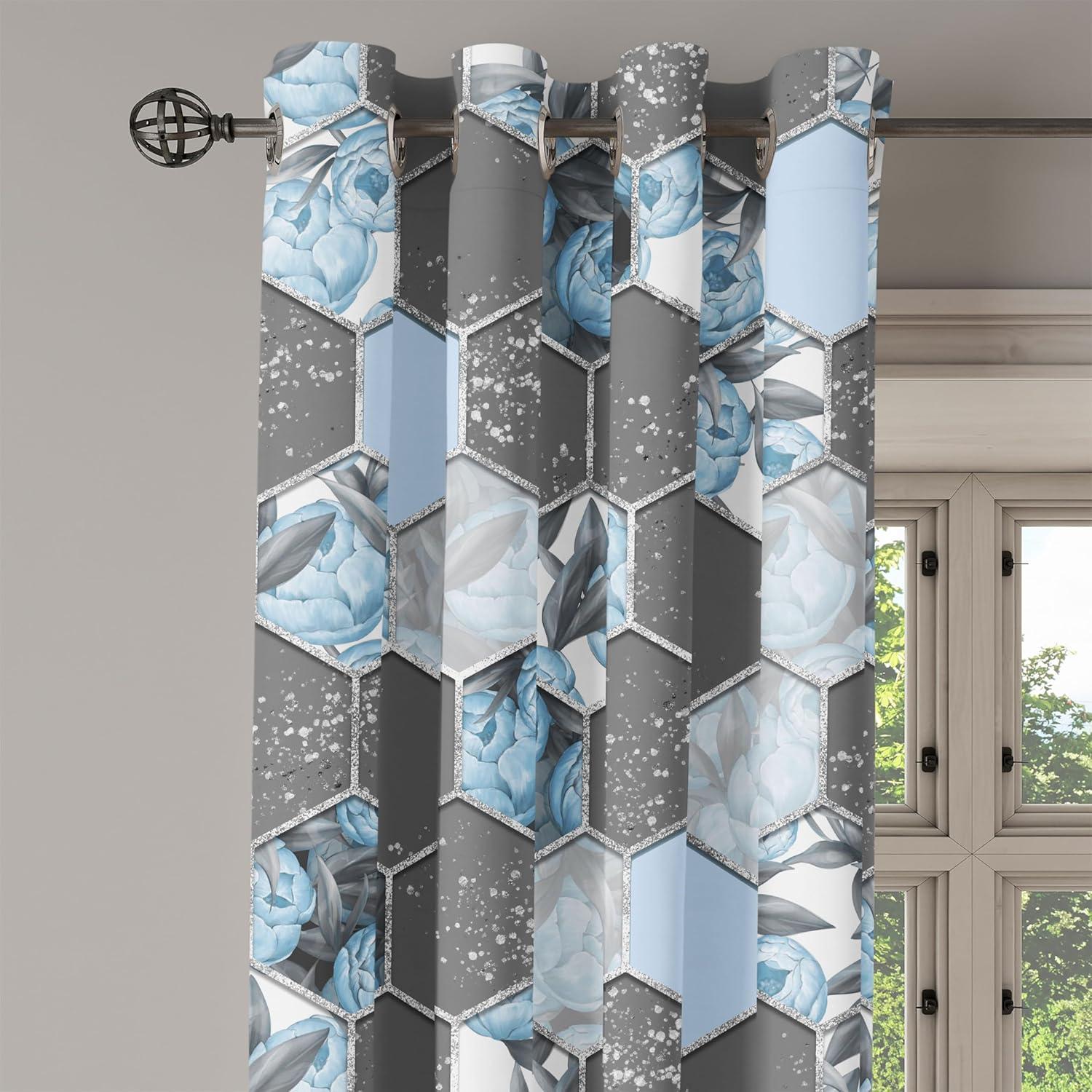 imageAmbesonne Floral Boho Grommet Curtain Simple Design Delicate Flower Silhouettes Neutral Colors Exotics Art Decorative 2Panel Window Drapes for Bedroom Living Room 50 x 108 Dark Indigo Pale BluePale Azure Blue Taupe