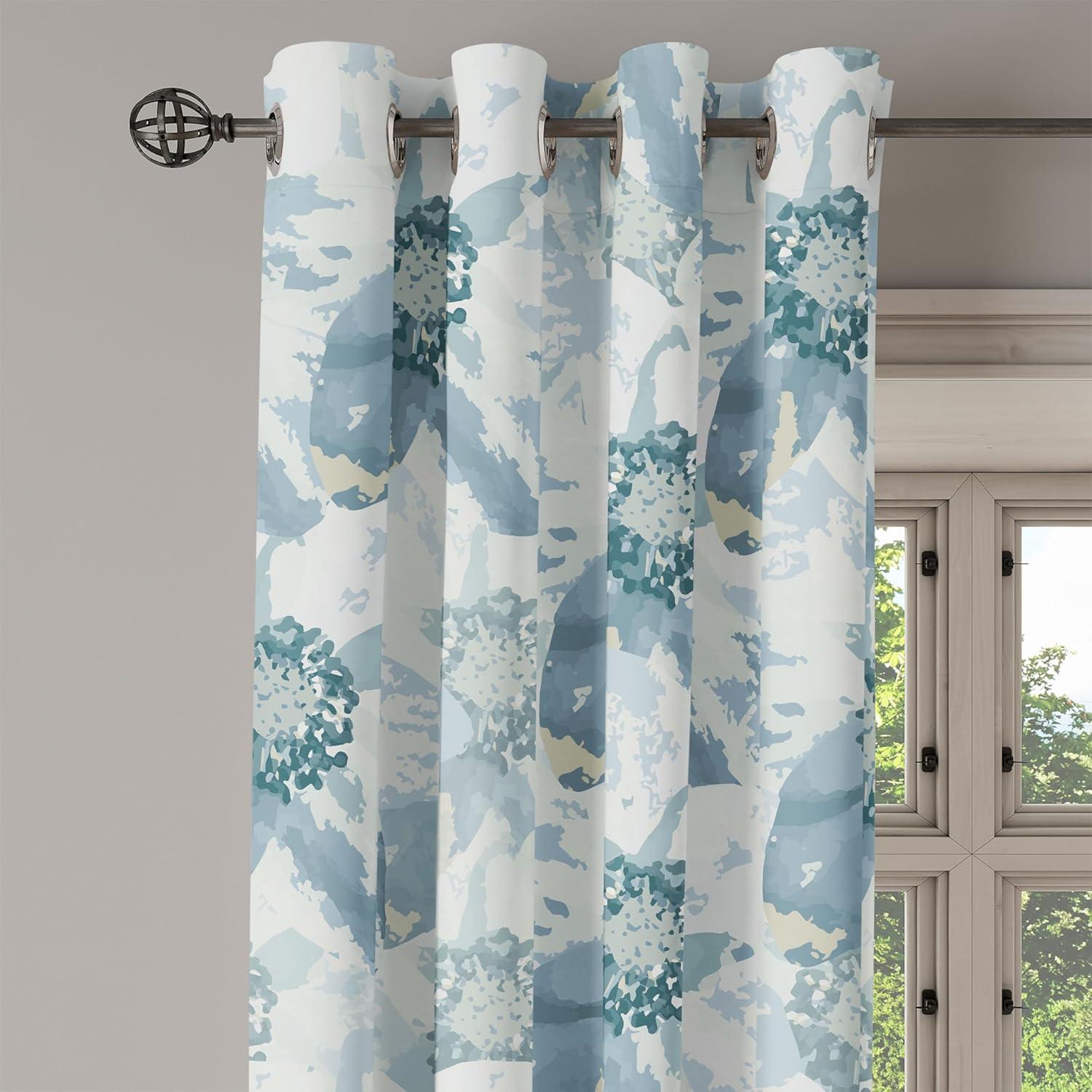 imageAmbesonne Floral Boho Grommet Curtain Simple Design Delicate Flower Silhouettes Neutral Colors Exotics Art Decorative 2Panel Window Drapes for Bedroom Living Room 50 x 108 Dark Indigo Pale BlueCadet Blue and Pale Grey