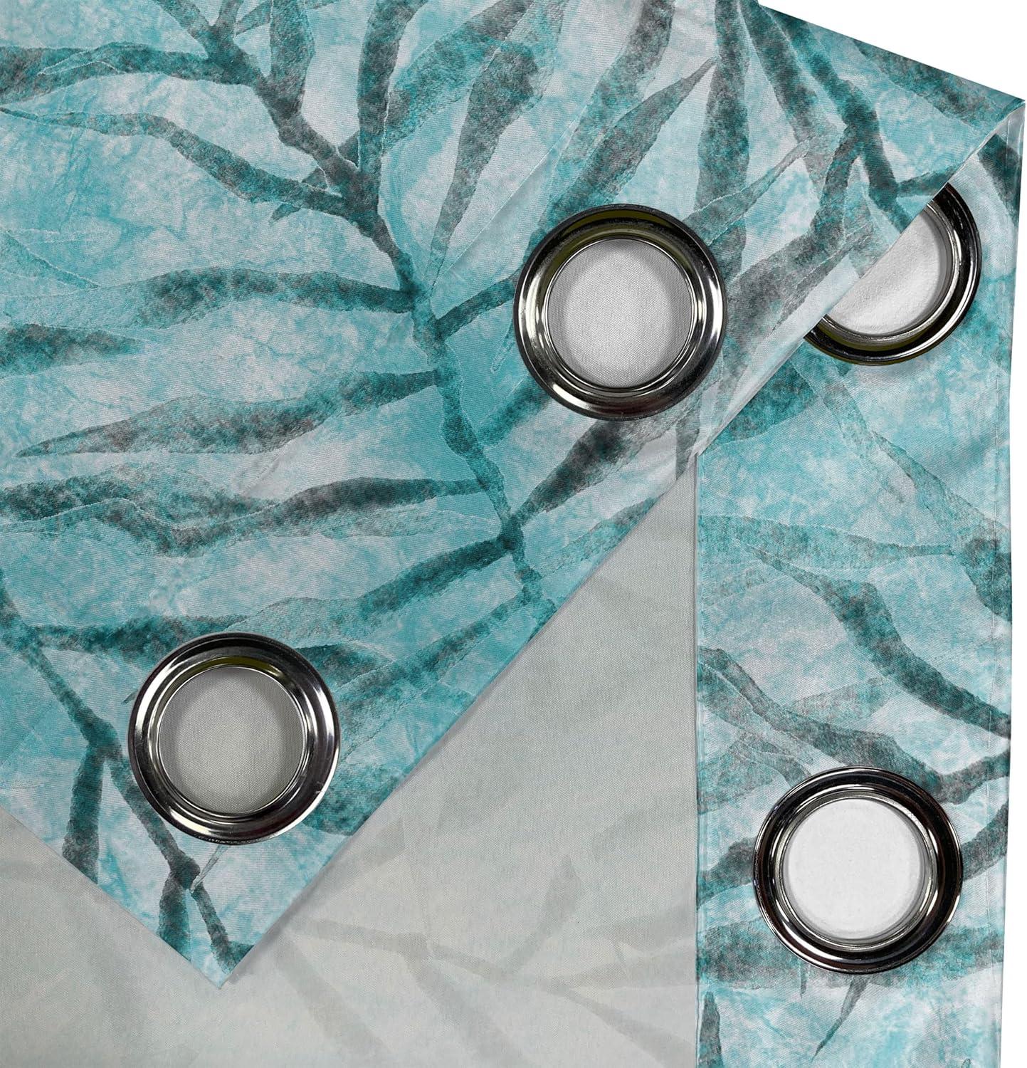 imageAmbesonne Floral Boho Grommet Curtain Simple Design Delicate Flower Silhouettes Neutral Colors Exotics Art Decorative 2Panel Window Drapes for Bedroom Living Room 50 x 108 Dark Indigo Pale BlueDeep Sky Blue and Pale Teal