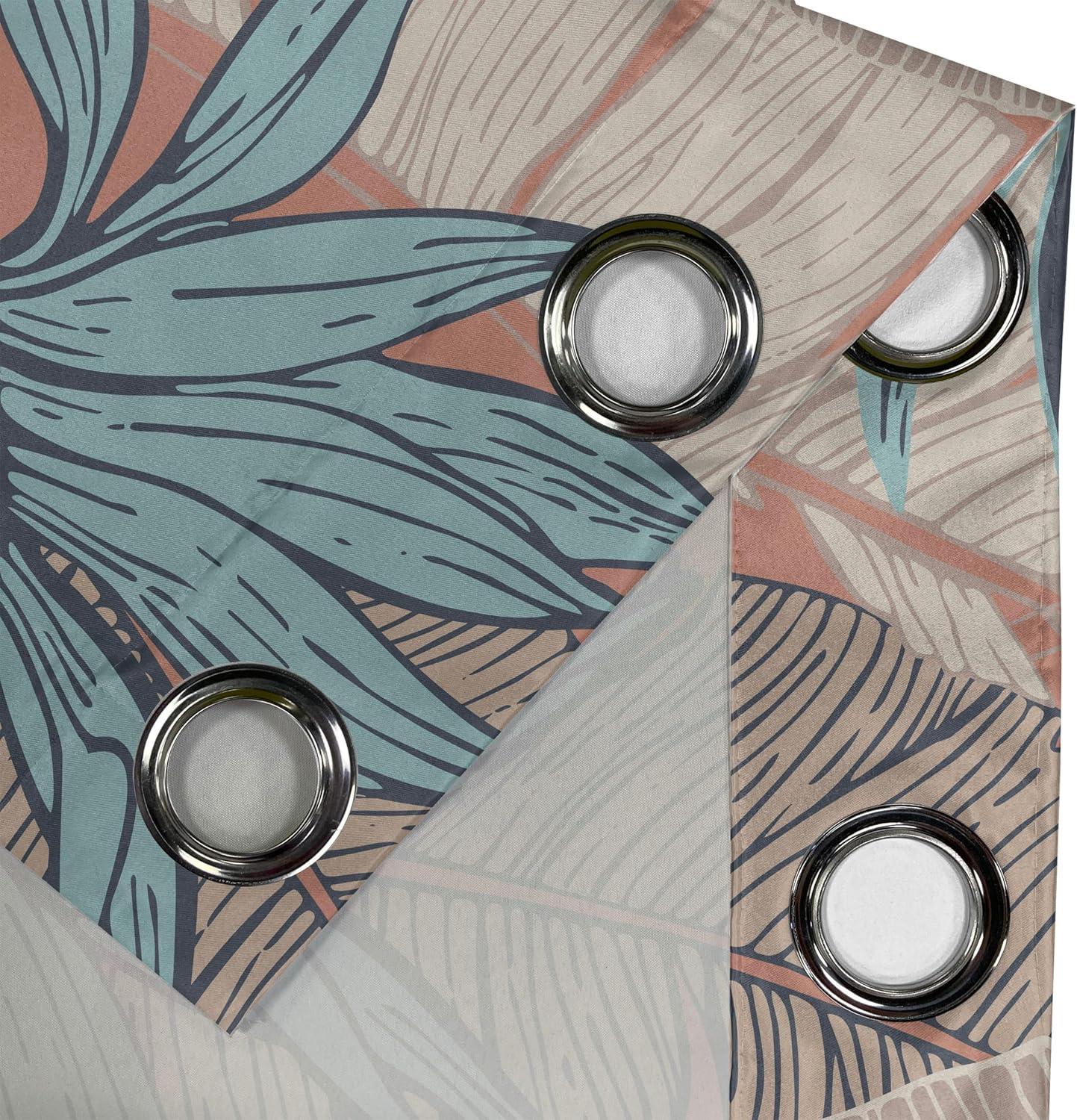 imageAmbesonne Floral Boho Grommet Curtain Simple Design Delicate Flower Silhouettes Neutral Colors Exotics Art Decorative 2Panel Window Drapes for Bedroom Living Room 50 x 108 Dark Indigo Pale BluePale Rust and Blue Grey