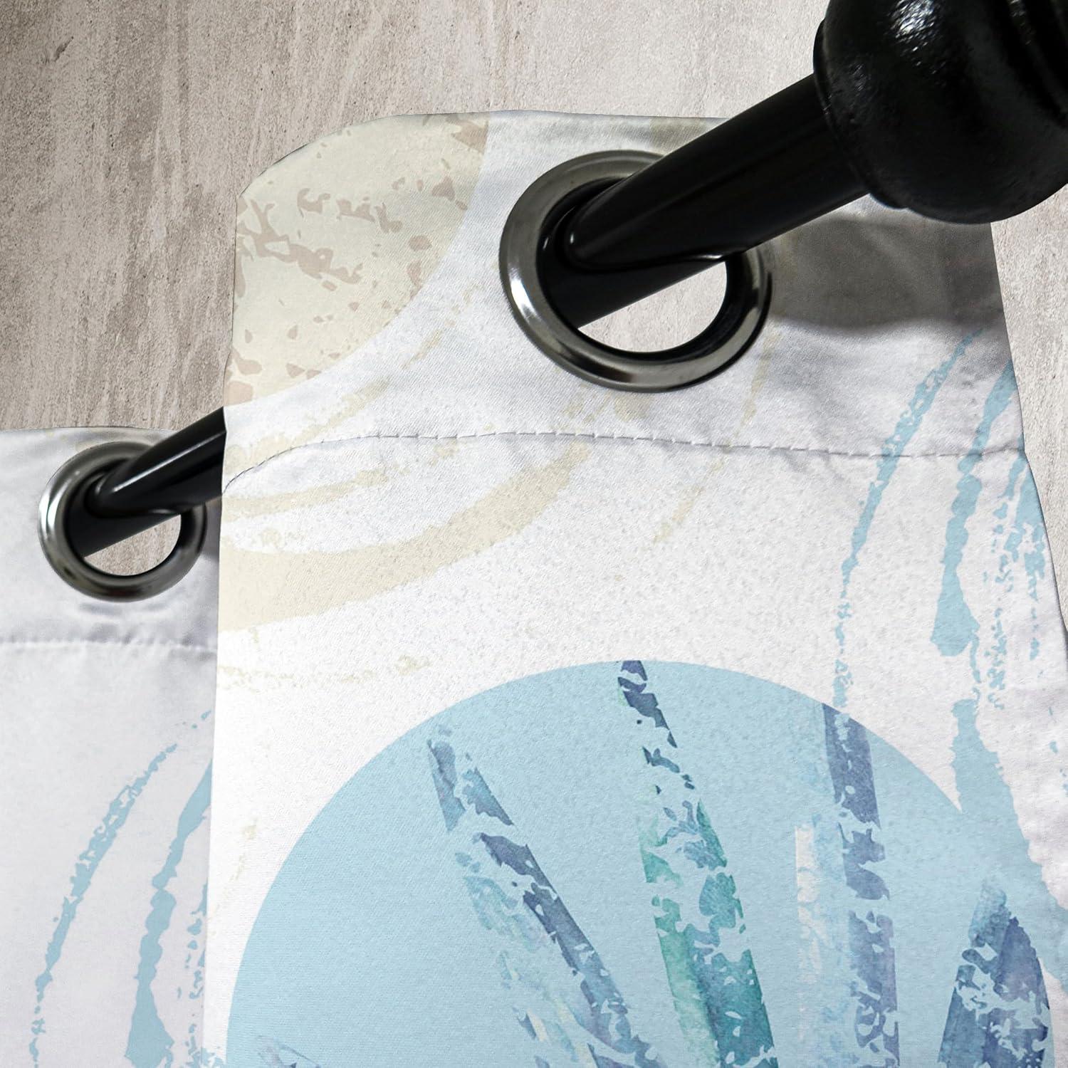 imageAmbesonne Floral Boho Grommet Curtain Simple Design Delicate Flower Silhouettes Neutral Colors Exotics Art Decorative 2Panel Window Drapes for Bedroom Living Room 50 x 108 Dark Indigo Pale BluePale Mustard and Sky Blue