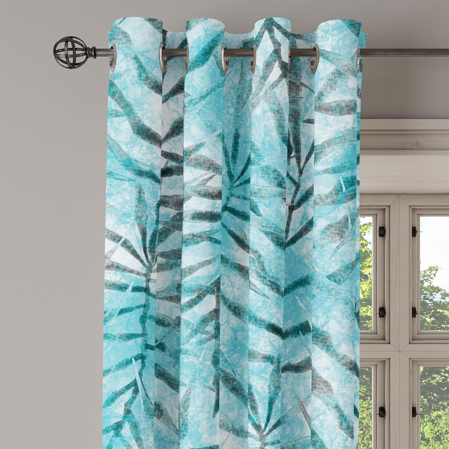 imageAmbesonne Floral Boho Grommet Curtain Simple Design Delicate Flower Silhouettes Neutral Colors Exotics Art Decorative 2Panel Window Drapes for Bedroom Living Room 50 x 108 Dark Indigo Pale BlueDeep Sky Blue and Pale Teal