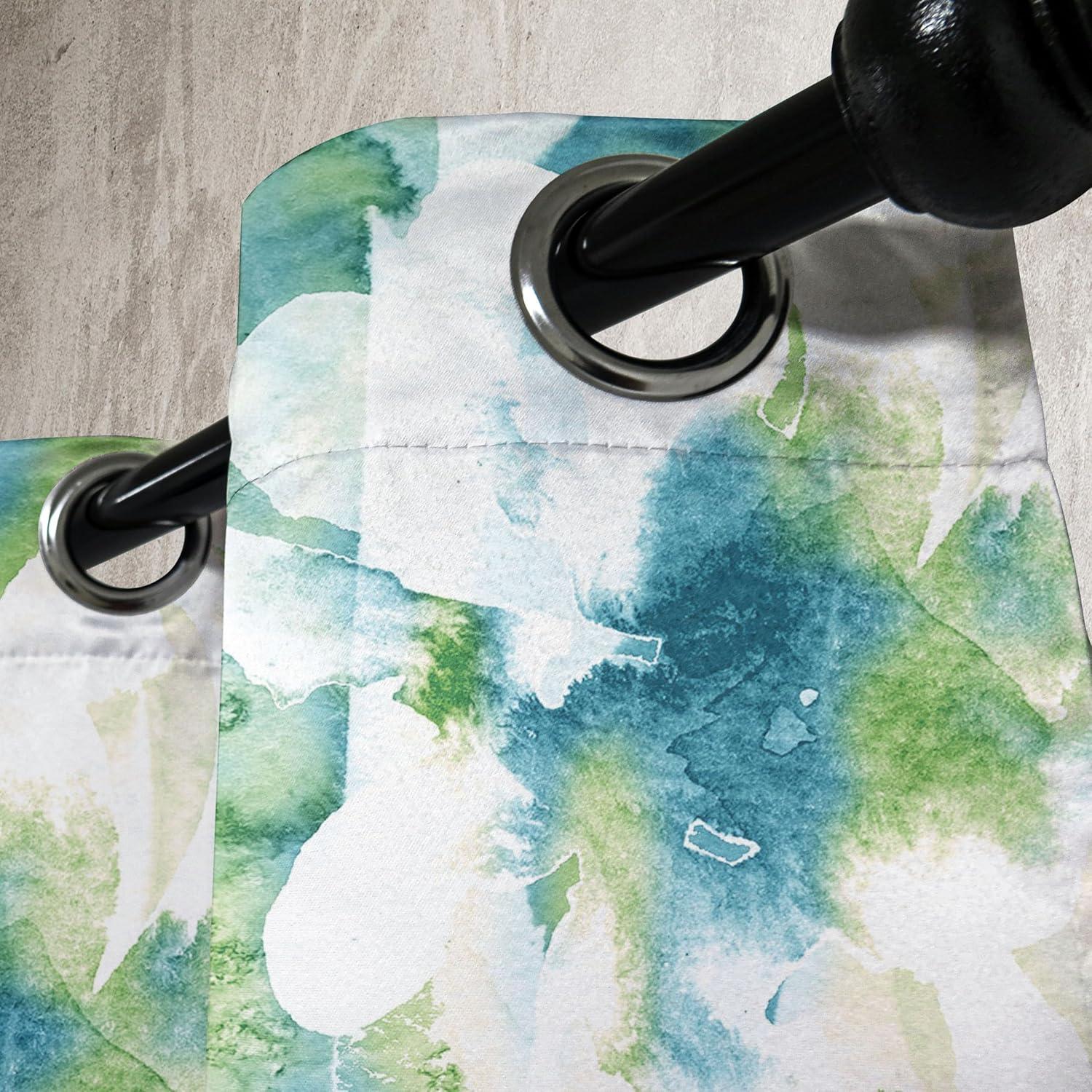 imageAmbesonne Floral Boho Grommet Curtain Simple Design Delicate Flower Silhouettes Neutral Colors Exotics Art Decorative 2Panel Window Drapes for Bedroom Living Room 50 x 108 Dark Indigo Pale BlueDark Teal and Almond Green