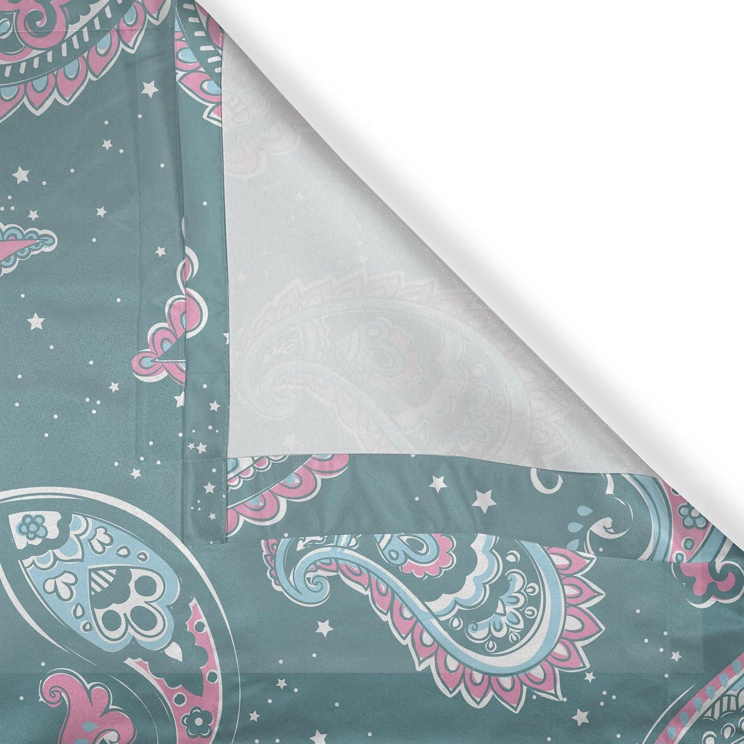 imageAmbesonne Floral Boho Grommet Curtain Simple Design Delicate Flower Silhouettes Neutral Colors Exotics Art Decorative 2Panel Window Drapes for Bedroom Living Room 50 x 108 Dark Indigo Pale BlueCadet Blue Pastel Pink